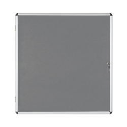 Bi-Office Enclore Lockable Board, Grey Felt Surface, Aluminium Frame, 94 x 98 cm (Fits 12 x A4 Sheets)