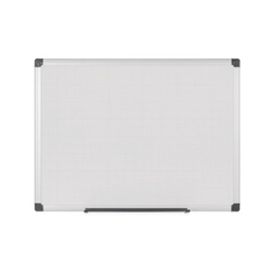 Bi-Office Maya Double-sided Whiteboard, dry wipe non magnetic surface, plain/gridded, Aluminium Frame, 120 x 120 cm