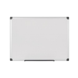 Bi-Office Maya Double-sided Whiteboard, dry wipe non magnetic surface, plain/gridded, Aluminium Frame, 45 x 30 cm