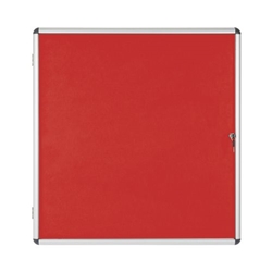 Bi-Office Enclore Lockable Board, Red Felt Surface, Aluminium Frame, 94 x 98,1 cm (12xA4)