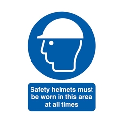 Safety Sign Safety Helmets Must Be Worn PVC A4 MA04650R