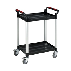 Barton 2 Shelf Standard Plastic Trolley Silver and Black Ref WHTT2SS
