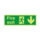 Safety Sign Niteglo Fire Exit Running Man Arrow Down 150x450mm PVC FX04211M