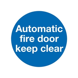 Safety Sign Automatic Fire Door 100x100mm Self-Adhesive (Pack of 5) KM73AS