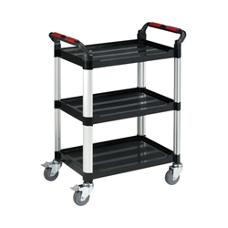 Barton 3 Shelf Standard Plastic Trolley Silver and Black Ref WHTT3SS