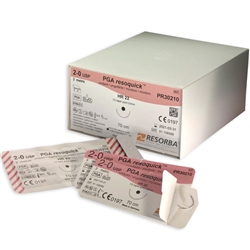 Undyed 6/0 usp 1x45cm 1/4 circle spatulated needle PREMIUM - Box of 24