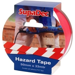 Supadec Vinyl Tape Hazard White/Red 50mmx33m PVC-50-22-HAZWR