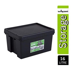 Wham Bam Black Recycled Storage Box 16 Litre