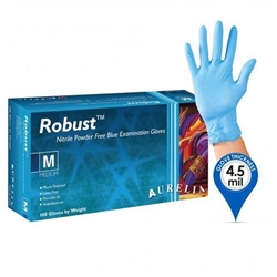 Aurelia ROBUST Micro-Textured Blue Powder Free MEDIUM Nitrile Gloves 100's