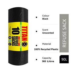Titan Strong Black Refuse Sacks 90 Litre 10's