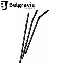 Belgravia Black Bio PLA Plastic Bendy Straws Pack 250's