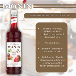 Monin Strawberry Coffee Syrup 1 Litre 