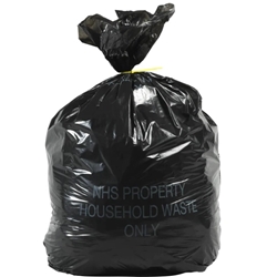 Black - Light Duty Domestic Waste Refuge Bag - Large 90L - Roll of 50