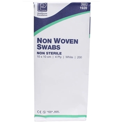 Swabs: Non Woven 10 x 10cm 4 Ply per Pack of 200