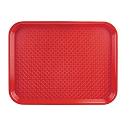 Fixtures Red Plastic Fast Food Serving Tray {34Cm X 26Cm}