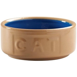 Cane & Blue Lettered Cat Bowl 13cm