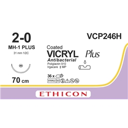 VICRYL PLUS, braided, violet, 2-0, 70cm, Taperpoint Plus, 31mm, 1/2C - Box 36
