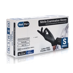 1 x 100 Black MediPro Nitrile Gloves SMALL 