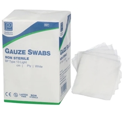 Swabs: Gauze 5.0 x 5.0cm 8 Ply BP Type 13 Per Pack of 100 - RDQ