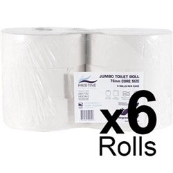 Toilet Tissue, Jumbo Roll, 2 Ply, 325m x 95mm, 2 1/4in core x6
