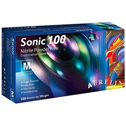 Aurelia TRANSFORM/SONIC Finger-Textured Blue Powder Free SMALL Nitrile Gloves 100's