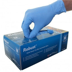 Aurelia ROBUST Micro-Textured Blue Powder Free LARGE Nitrile Gloves 100's