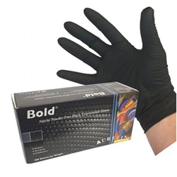 Aurelia BOLD Black Powder Free LARGE Nitrile Gloves 100's