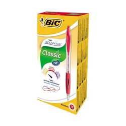 Bic Atlantis Retractable Ballpoint Medium Red Pens 12's - PACK (18)