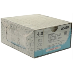 Mersilk Suture Taper Point Needle:20mm 75cm Black 4-0 1.5x36