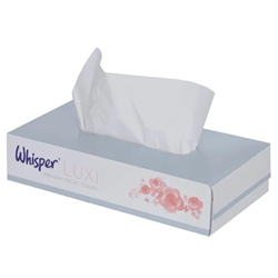 2 ply Whisper White Facial tissue 100 sheet single -