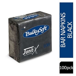Bulky Soft Paper Cocktail Napkins Black 2 Ply 24cmx24cm 100's