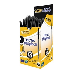Bic Cristal Original Ballpoint Medium Black Pens 50's - PACK (20)