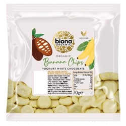 Biona Organic Banana Chips With White Choc 70g 
