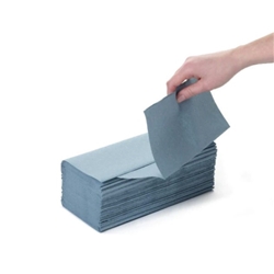 C-Fold Hand Towels Blue 1ply 23x25cm (2400 Sheets)