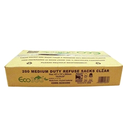 ECO 360 Medium duty Clear bin liner x200 , Flat pack, 10KG - 45cmx73cmx97cm

