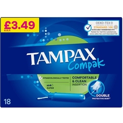 Tampax Compak Super Tampons With Applicator x18 