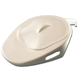 Adult Slipper Pan with Handle and Lid - White