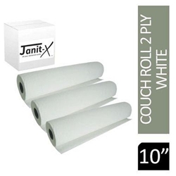 Janit-X Couch Rolls White 2ply 10inch ,40m