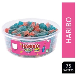 Haribo Fizzy Bubblegum Bottles Tub 75's