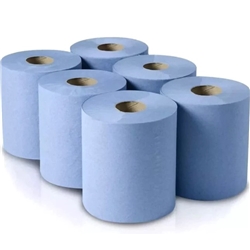 2ply Blue Laminated. Centre Feed 50m x168mm x 6 Rolls