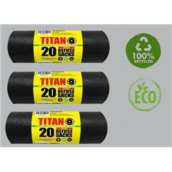 Eco 360 Super Strong Refuse/Bin Sacks 100% Recycled 20's 75L