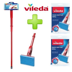 Vileda Magic Flat Mop Head & Handle - PACK (6)