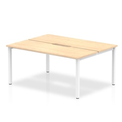 B2B White Frame Bench Desk 1400 Maple (2 Pod)