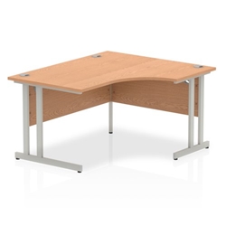 Impulse 1400mm Right Crescent Desk Oak Top Silver Cantilever Leg