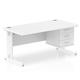 Impulse 1600 x 800mm Straight Desk White Top White Cable Managed Leg 1 x 3 Drawer Fixed Pedestal