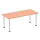 Impulse 1800mm Straight Table Beech Top Brushed Aluminium Post Leg