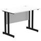 Impulse 1000 x 600mm Straight Desk White Top Black Cantilever Leg