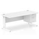 Impulse 1800 x 800mm Straight Desk White Top White Cable Managed Leg 1 x 2 Drawer Fixed Pedestal