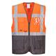 Portwest Warsaw Hi Vis Contrast Executive Vest M Orange/Gry (Pack of 10)