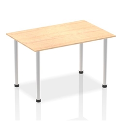 Impulse 1400mm Straight Table Maple Top Brushed Aluminium Post Leg